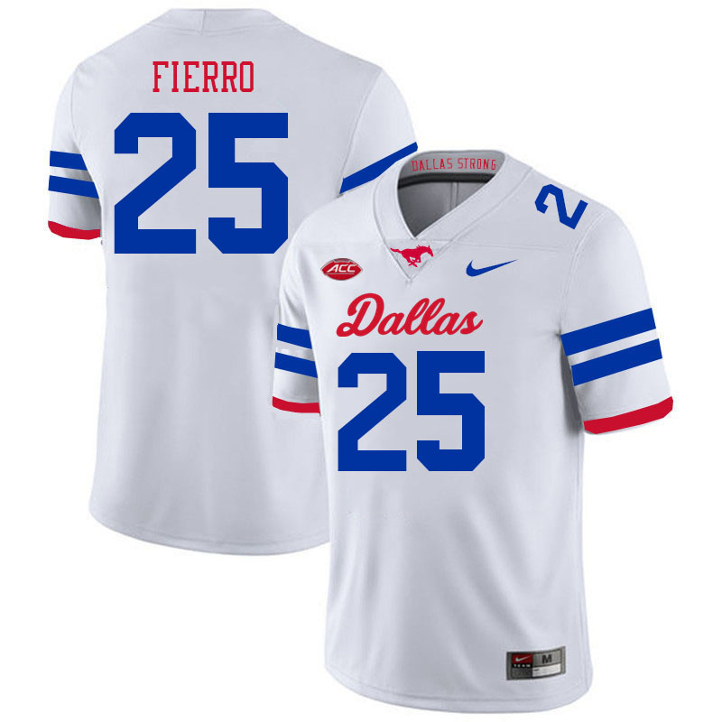 SMU Mustangs #25 William Fierro College Football Jerseys Stitched Sale-Alternate White